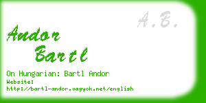 andor bartl business card